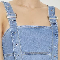 Forever 21 Denim Pleated Dress Womens Sleeveless Fit + Flare Juniors