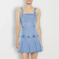 Forever 21 Denim Pleated Dress Womens Sleeveless Fit + Flare Juniors