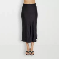 Forever 21 Satin Womens Mid Rise Midi Flared Skirt-Juniors