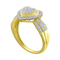 Womens 1/3 CT. T.W. Natural White Diamond 10K Gold Heart Halo Cocktail Ring