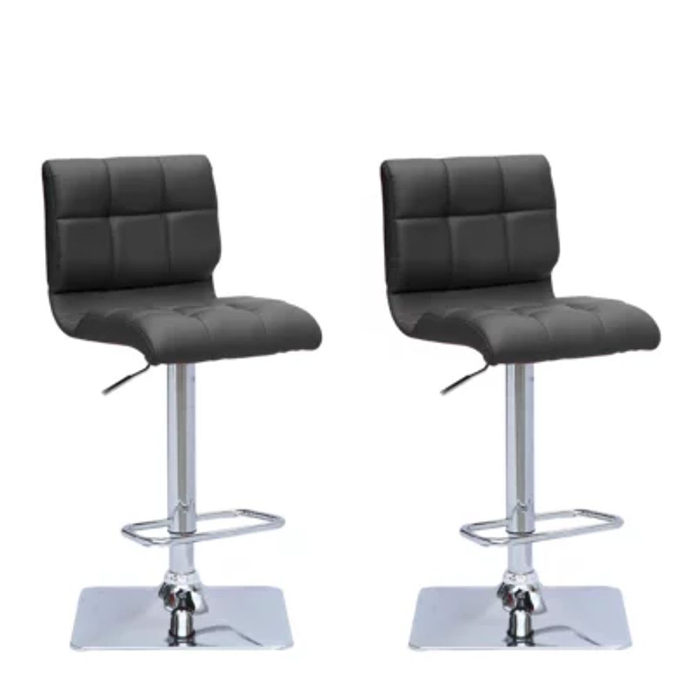 Bonded Leather Upholstered Bar Stool - Set of 2