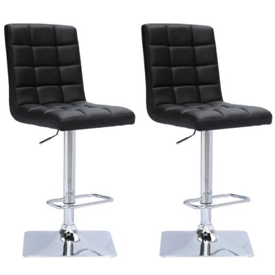 Bonded Leather and Chrome Adjustable Bar Stool-Set of 2