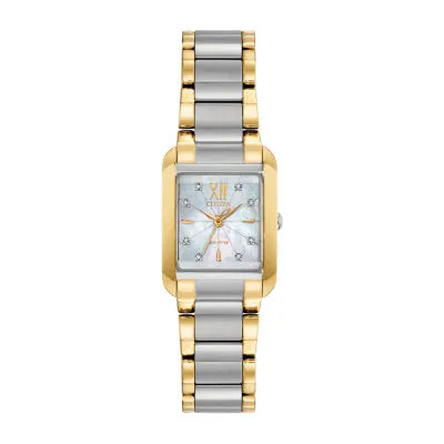 Citizen Bianca Womens Diamond Accent Two Tone Stainless Steel Bracelet Watch Ew5554-58d