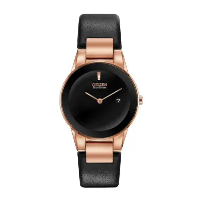 Citizen Axiom Womens Black Leather Strap Watch Ga1058-16e