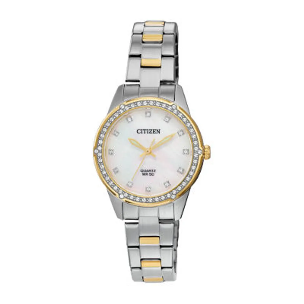 Citizen Womens Crystal Accent Two Tone Stainless Steel Bracelet Watch Er0224-51d