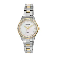 Citizen Womens Crystal Accent Two Tone Stainless Steel Bracelet Watch Er0224-51d