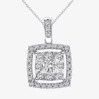 Womens 1/2 CT. T.W. Natural White Diamond 14K White Gold Pendant Necklace