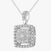 Womens 1/2 CT. T.W. Natural White Diamond 14K White Gold Pendant Necklace