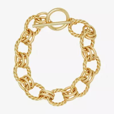 Silver Reflections 14K Gold Over Brass 7 Inch Link Link Bracelet