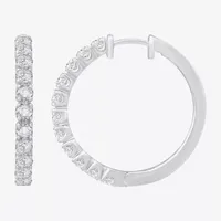 (H-I / Si1) 2 1/5 CT. T.W. Lab Grown White Diamond 14K White Gold 26mm Hoop Earrings