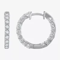 (H-I / Si1) 2 CT. T.W. Lab Grown White Diamond 14K White Gold 20mm Hoop Earrings