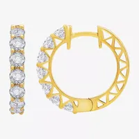 (H-I / Si1) 1 CT. T.W. Lab Grown White Diamond 14K Gold 17.5mm Hoop Earrings