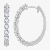 (H-I / Si1) 2 CT. T.W. Lab Grown White Diamond 14K White Gold 26.5mm Hoop Earrings