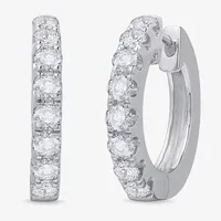 (H-I / Si1) 1 7/8 CT. T.W. Lab Grown White Diamond 14K White Gold 20.6mm Hoop Earrings