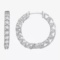 (H-I / Si1) 3 CT. T.W. Lab Grown White Diamond 14K White Gold 23mm Hoop Earrings