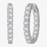 (H-I / Si1) 3 CT. T.W. Lab Grown White Diamond 14K White Gold 22.5mm Hoop Earrings