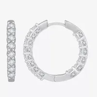 (H-I / Si1) 3 CT. T.W. Lab Grown White Diamond 14K White Gold 22.5mm Hoop Earrings