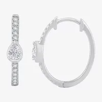 H-I / Si1) 1/2 CT. T.W. Lab Grown White Diamond 14K White Gold 18.5mm Hoop Earrings