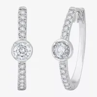 (H-I / Si1) 1/2 CT. T.W. Lab Grown White Diamond 14K White Gold 18.5mm Hoop Earrings