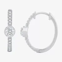 (H-I / Si1) 1/2 CT. T.W. Lab Grown White Diamond 14K White Gold 18.5mm Hoop Earrings