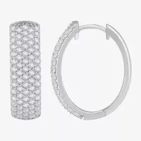 (H-I / Si1) 2 CT. T.W. Lab Grown White Diamond 14K White Gold 22.2mm Hoop Earrings