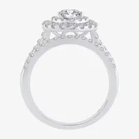 Signature By Modern Bride (H-I / Si1-Si2) Womens 1 1/2 CT. T.W. Lab Grown White Diamond 10K or 14K Gold Pear Halo Bridal Set