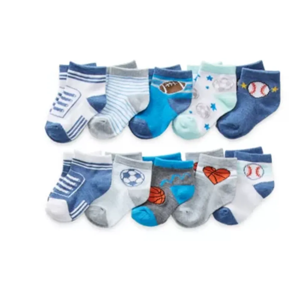 Piper & Jax Baby Boys 10 Pair Crew Socks