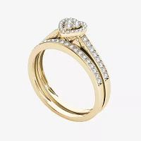 1/2 CT.T.W. Natural Diamond 10K Yellow Gold Heart-Shaped Bridal Set