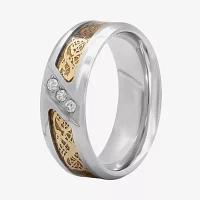 Mens 1/10 CT.T.W. Natural Diamond Tribal Inlay Wedding Band