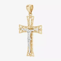 14K Two-Tone Gold Crucifix Cross Pendant