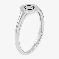 Initial Womens Sterling Silver Signet Ring