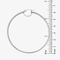 Sterling Silver 62X7MM Glitter Hoop Earrings