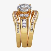 DiamonArt® Womens White Cubic Zirconia 14K Gold Over Silver Bridal Set