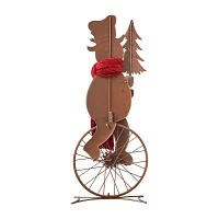 Glitzhome Metal Snowman Riding Bike Decor Christmas Porch Sign