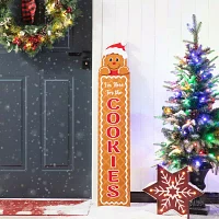 Glitzhome Wood Gingerbread Man Decor Christmas Porch Sign