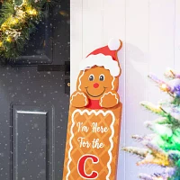 Glitzhome Wood Gingerbread Man Decor Christmas Porch Sign