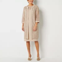 Maya Brooke Womens Windowpane Jacket Dress