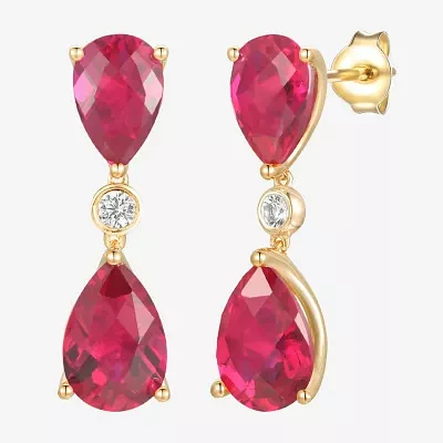 Womens Gemstone 14K Gold Over Silver Pear Drop Earrings