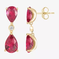 Womens Gemstone 14K Gold Over Silver Pear Drop Earrings