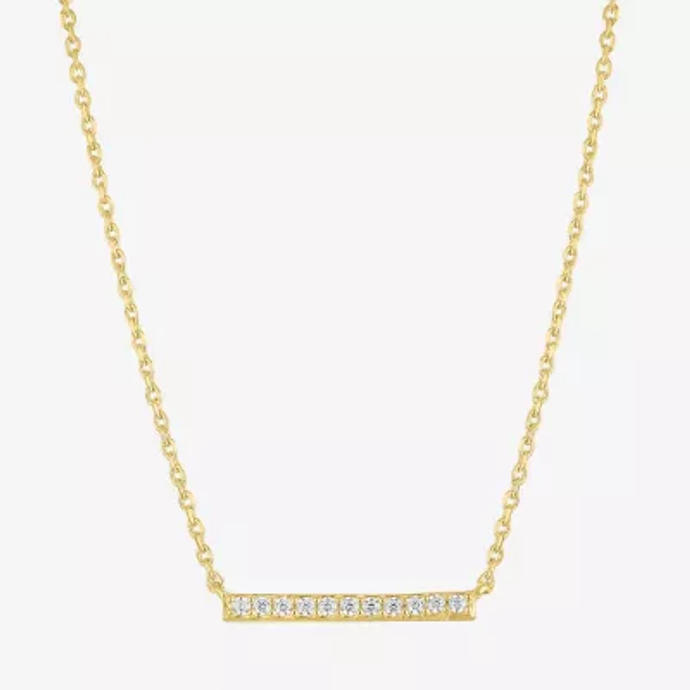 Diamond Addiction (G-H / Si2-I1) Womens 1/10 CT. T.W. Lab Grown White Diamond 10K Gold Bar Pendant Necklace