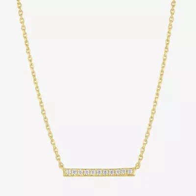 Diamond Addiction (G-H / Si2-I1) Womens 1/10 CT. T.W. Lab Grown White Diamond 10K Gold Bar Pendant Necklace