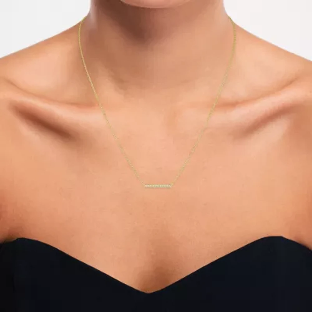 Diamond Addiction (G-H / Si2-I1) Womens 1/10 CT. T.W. Lab Grown White Diamond 10K Gold Bar Pendant Necklace