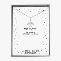 Diamond Accent "Travel" (G-H / I1-I2) Airplane Womens Diamond Accent Lab Grown White Diamond Sterling Silver Pendant Necklace