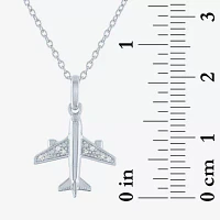 Diamond Accent "Travel" (G-H / I1-I2) Airplane Womens Diamond Accent Lab Grown White Diamond Sterling Silver Pendant Necklace