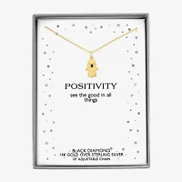 Diamond Accent "Positivity" Womens Diamond Accent Natural Black Diamond 14K Gold Over Silver Hamsa Pendant Necklace