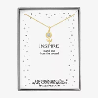 Diamond Accent "Inspire" (G-H / I1-I2) Sunflower Womens Diamond Accent Lab Grown White Diamond 14K Gold Over Silver Flower Pendant Necklace