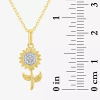 Diamond Accent "Inspire" (G-H / I1-I2) Sunflower Womens Diamond Accent Lab Grown White Diamond 14K Gold Over Silver Flower Pendant Necklace