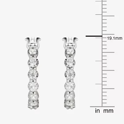 1/10 CT. T.W. Natural White Diamond Sterling Silver 18mm Hoop Earrings