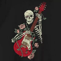 Mens Short Sleeve Skeleton Guitar Graphic T-Shirt