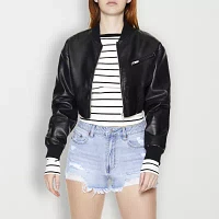 Forever 21 Faux Leather Lightweight Womens Juniors Bomber Jacket